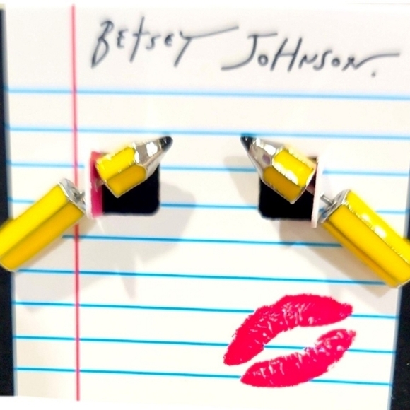 ✏️🔹️Betsey Johnson🔹️ Pencil Front Back Stud Earrings✨️✏️ - Picture 6 of 6